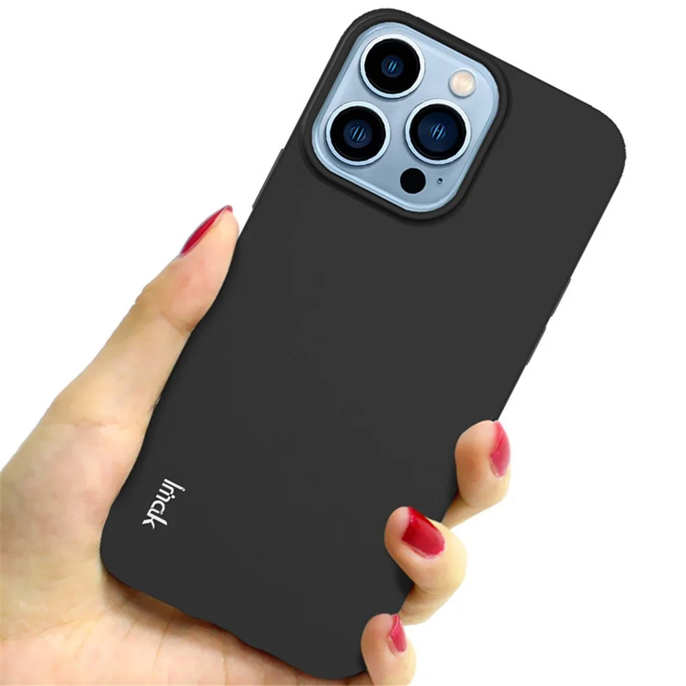 IMAK UC-2 Series Scratch-resistant Flexible TPU Skin-feel Phone Cover Case for iPhone 13 Pro Max 6.7 inch - Black - 4