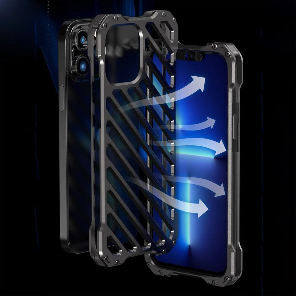R-JUST RJ-50 Hollow Design Scratch-proof Frame Aluminum Alloy Metal Phone Shell with Lens Protector for iPhone 13 Pro 6.1 inch - 4