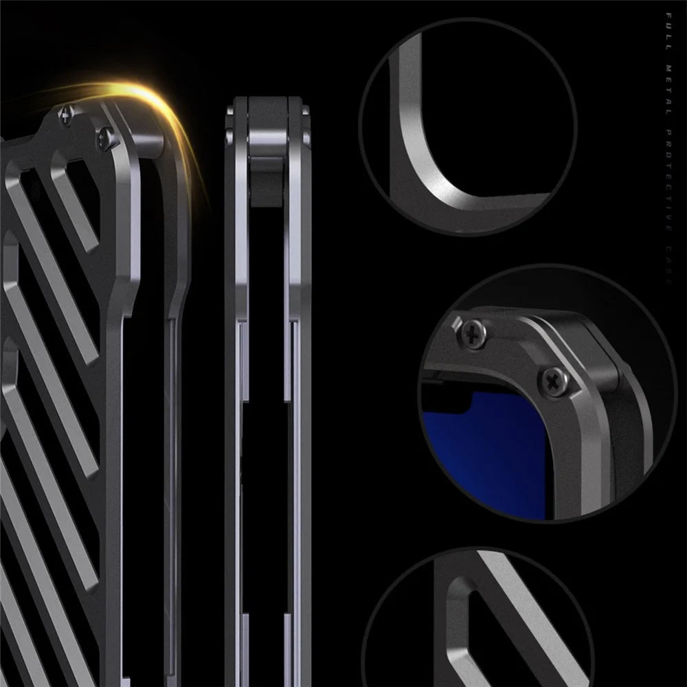 R-JUST RJ-50 Hollow Design Scratch-proof Frame Aluminum Alloy Metal Phone Shell with Lens Protector for iPhone 13 Pro 6.1 inch - 7
