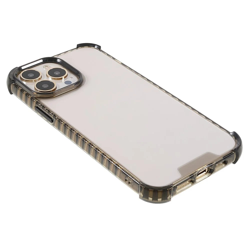 Enhanced Four Corners Crystal Clear Acrylic + TPU Phone Cover Case for iPhone 13 Pro 6.1 inch - Black - 4