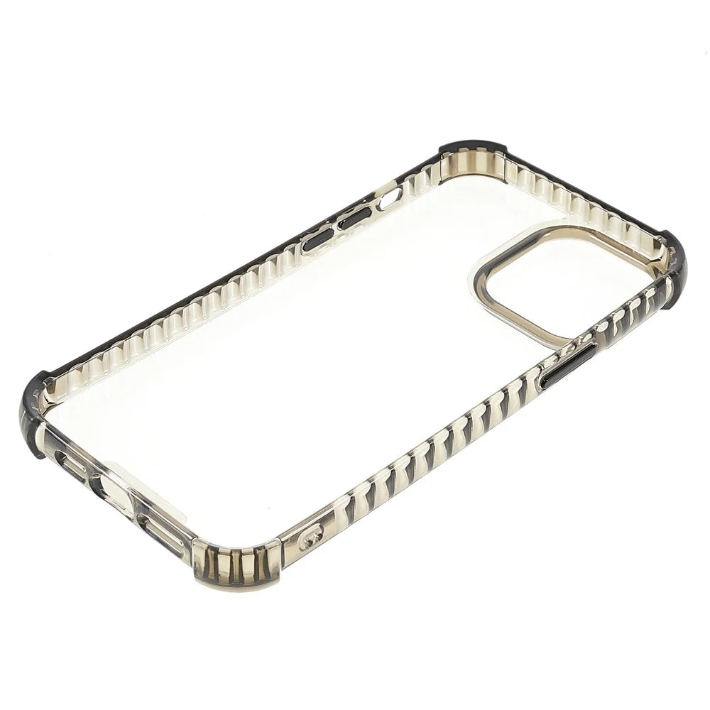 Enhanced Four Corners Crystal Clear Acrylic + TPU Phone Cover Case for iPhone 13 Pro 6.1 inch - Black - 7