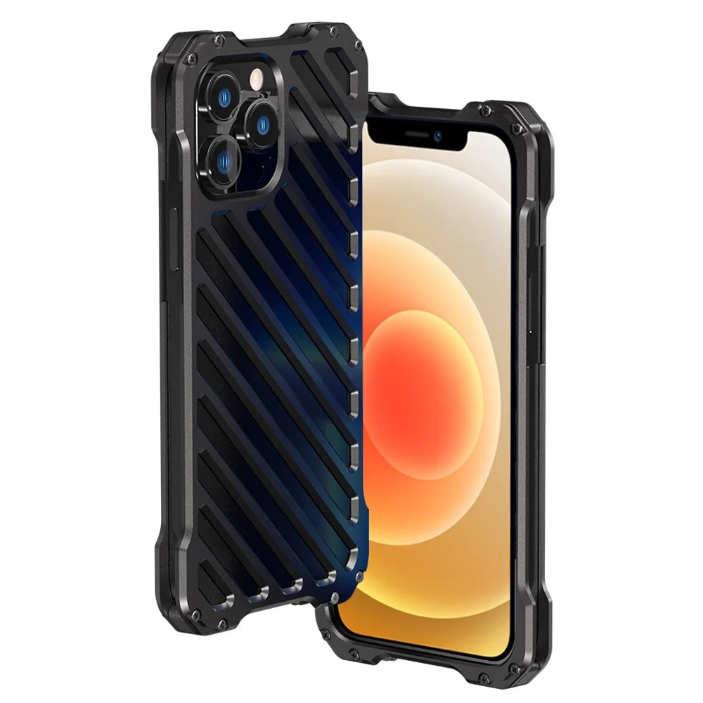 R-JUST RJ-50 Aluminum Alloy Metal Frame Shockproof Hollow Well-protected Case with Lens Protector for iPhone 12 Pro 6.1 inch - 1