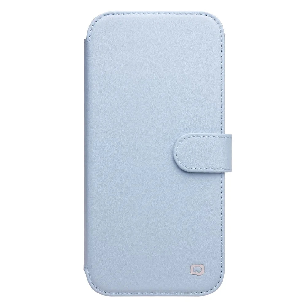 QIALINO Business Style Genuine Cowhide Leather Phone Case Cover with Wallet Design for iPhone 13 6.1 inch - Blue - 5