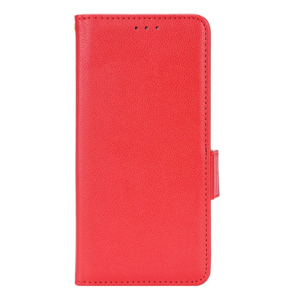 For iPhone 11 6.1 inch Magnetic Smartphone Shell Litchi Texture Anti-fingerprint PU Leather Stand Wallet Case Mobile Phone Cover - Red - 2