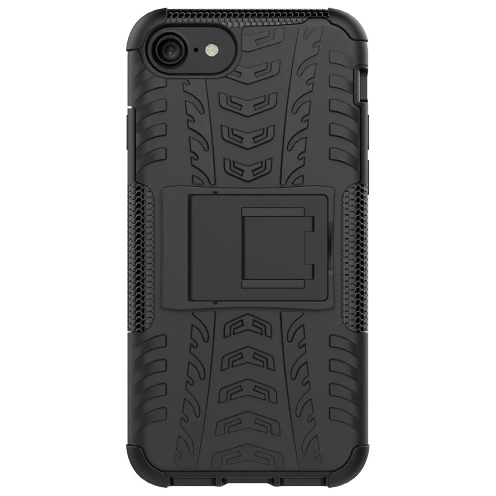 Cool Tyre PC + TPU Hybrid Case for iPhone SE (2020)/SE (2022)/8/7 4.7 inch- with Kickstand - Black - 5
