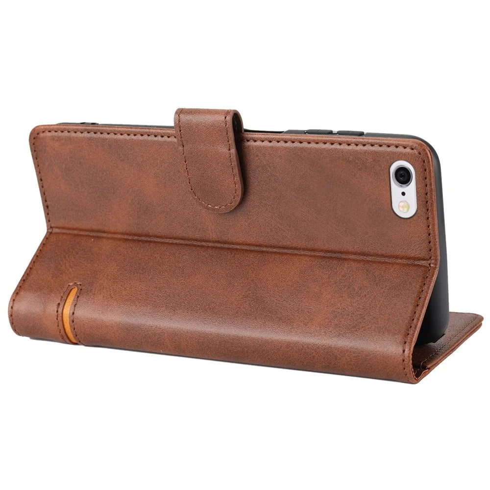 For iPhone 6/7/8 4.7 inch/iPhone SE (2020)/(2022) Drop-proof Phone Flip Leather Case Wallet with Magnetic Clasp Shock Resistant Splicing Phone Protective Cover Stand - Brown - 4