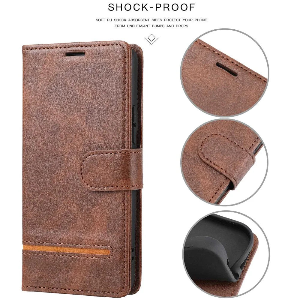 For iPhone 6/7/8 4.7 inch/iPhone SE (2020)/(2022) Drop-proof Phone Flip Leather Case Wallet with Magnetic Clasp Shock Resistant Splicing Phone Protective Cover Stand - Brown - 6