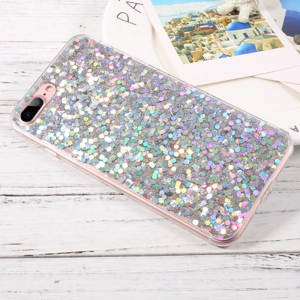 Bling Sequins TPU Mobile Phone Case for iPhone 8 Plus / 7 Plus 5.5 inch - Silver - 3