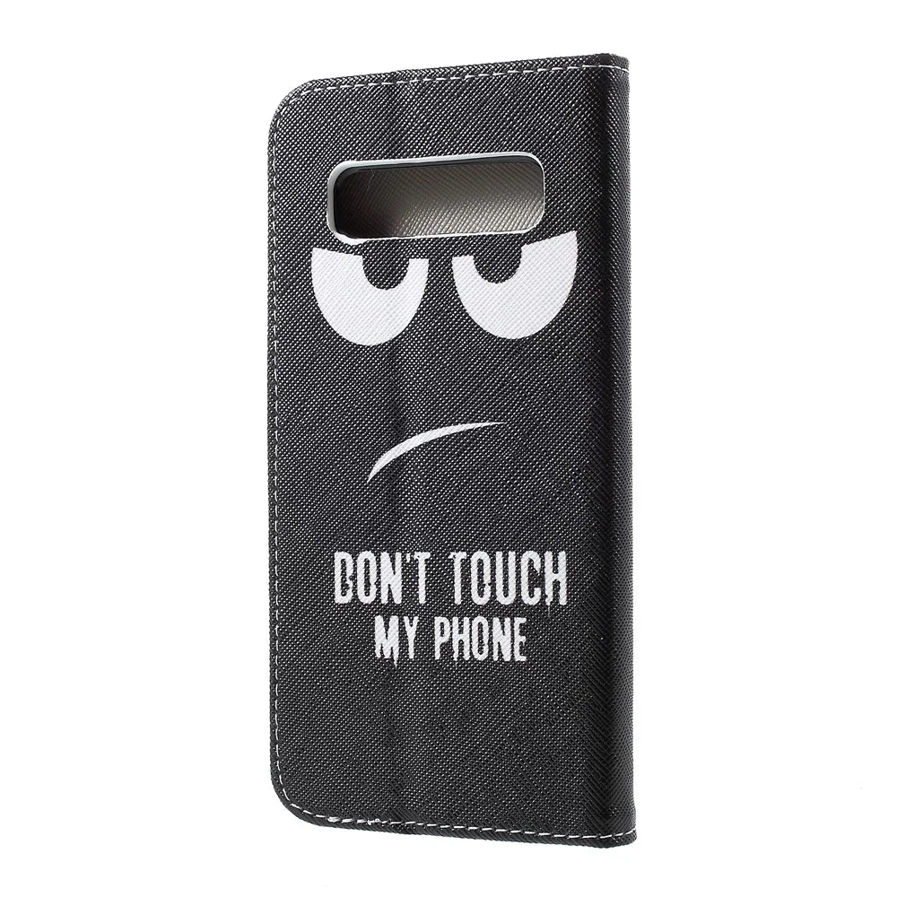 Pattern Printing Cross Texture Leather Wallet Case for Samsung Galaxy S10 Plus - Do not Touch My Phone - 2
