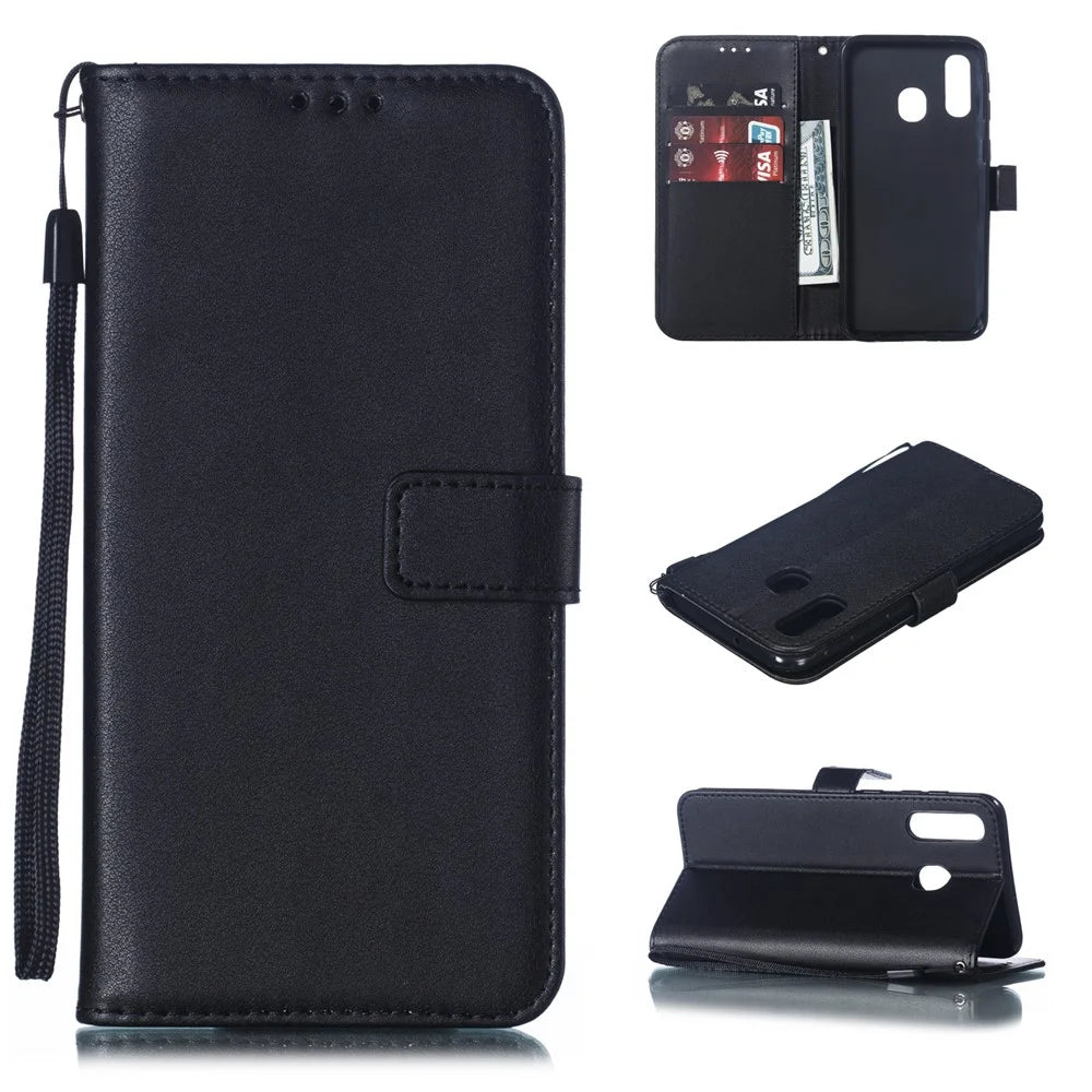 Wallet Stand Leather Case Accessory for Samsung Galaxy A40 - Black - 1