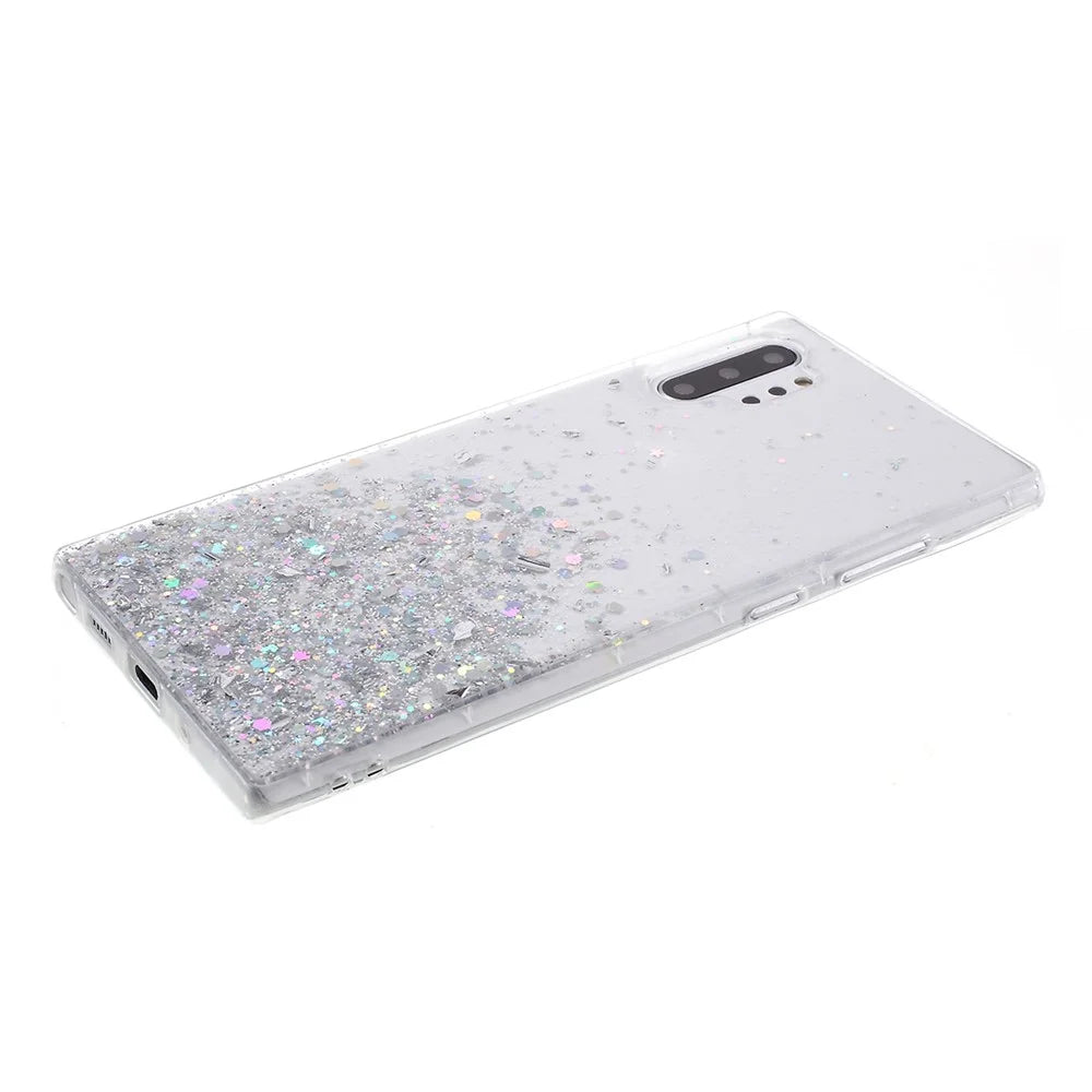 Glitter Sequins Inlaid Style TPU Phone Casing Cover for Samsung Galaxy Note 10 Plus/Note 10 Plus 5G - Transparent - 3