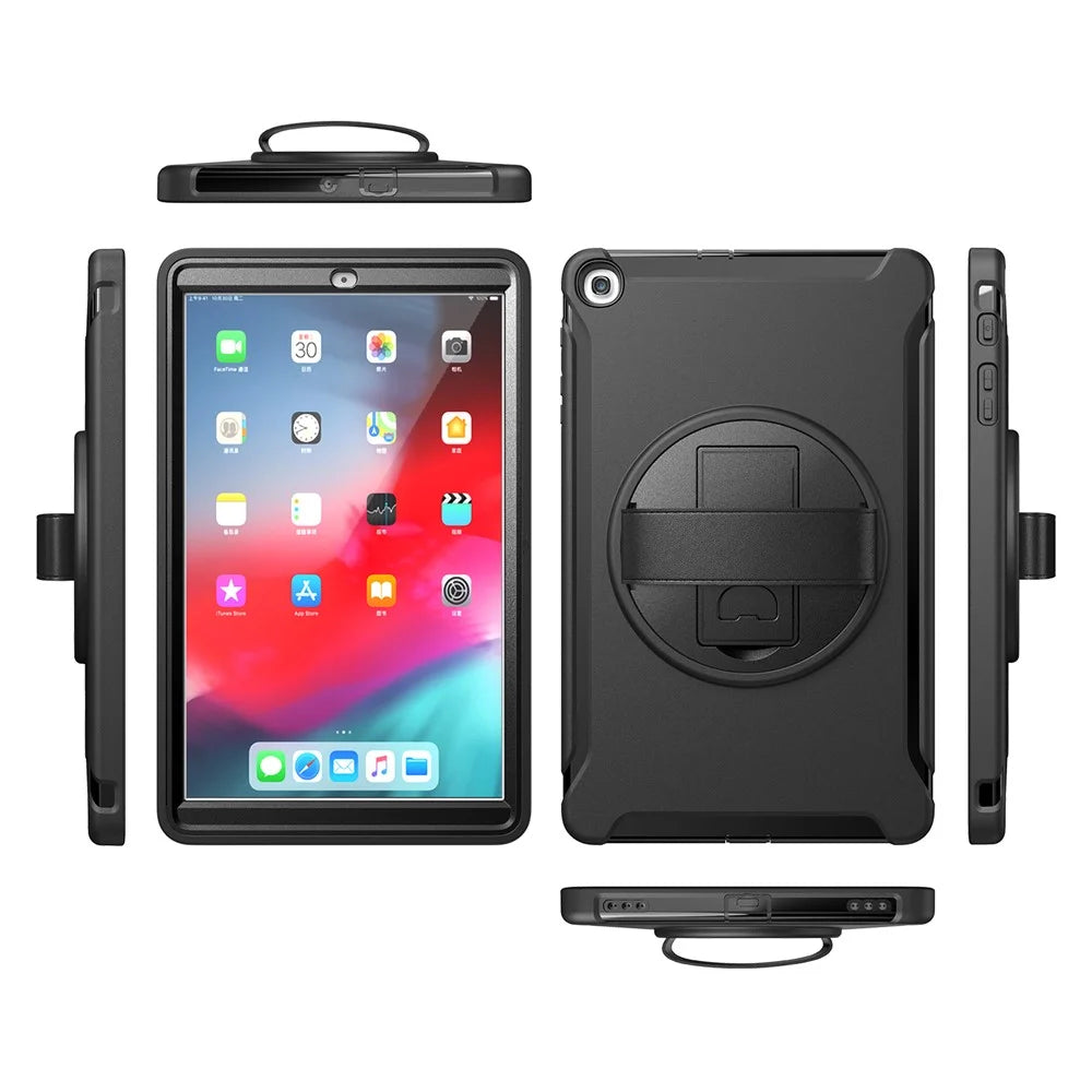360° Swivel Kickstand PC + TPU Hybrid Tablet Case with Hand Strap for Samsung Galaxy Tab A 10.1 (2019) SM-T510/T515 - Black - 2