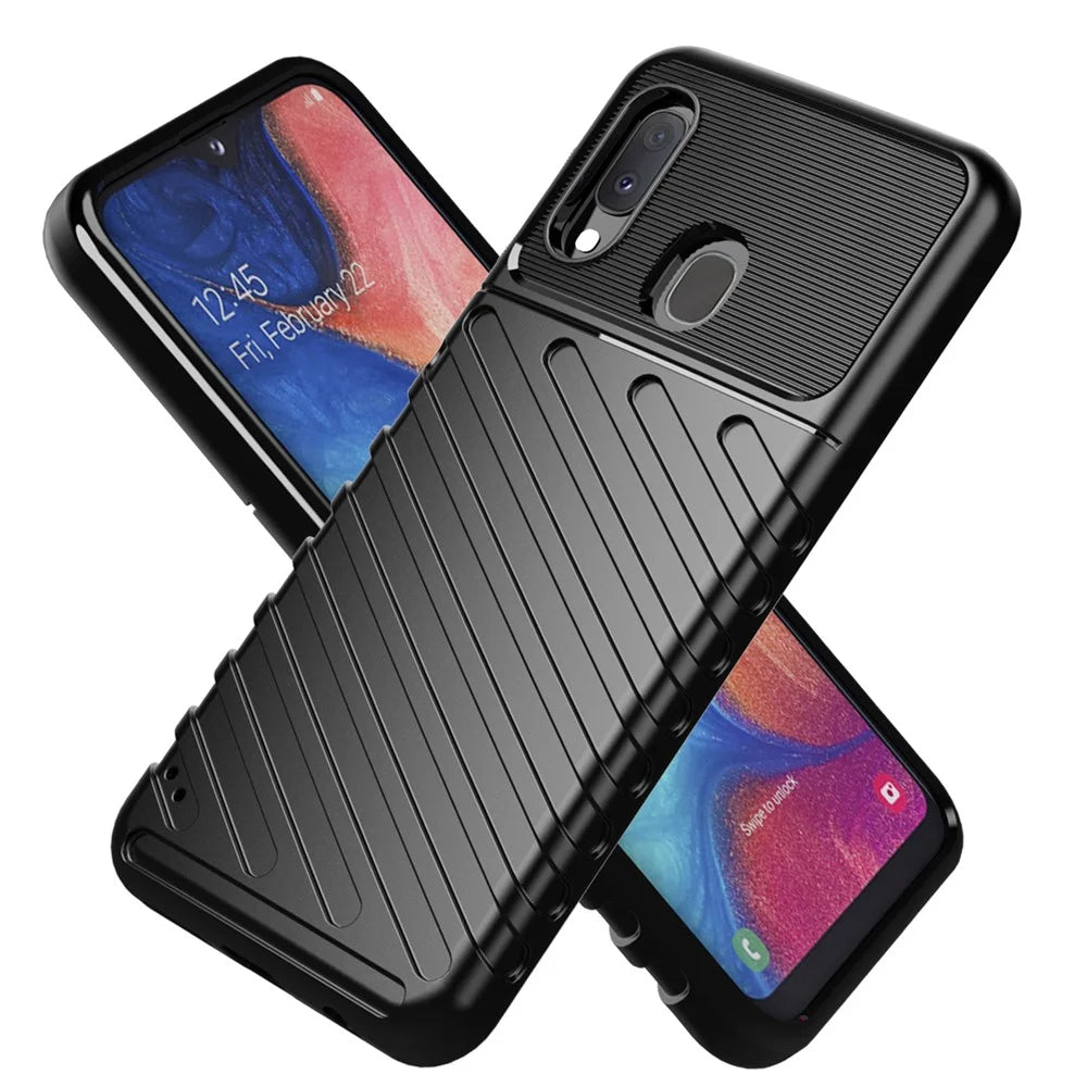 Thunder Series Twill Soft TPU Back Shell for Samsung Galaxy A20e - Black - 2