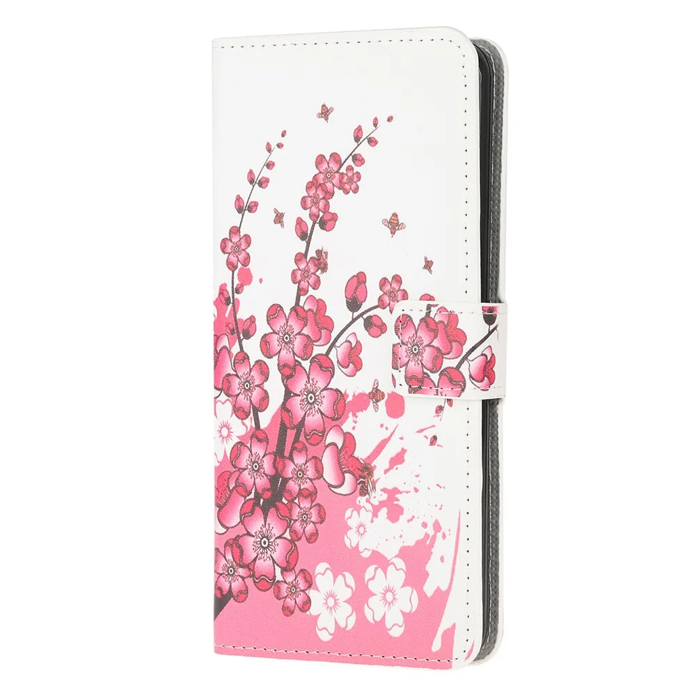 For Samsung Galaxy A51 Pattern Printing Wallet Leather Cover with Adjustable Stand - Plum Blossom - 2