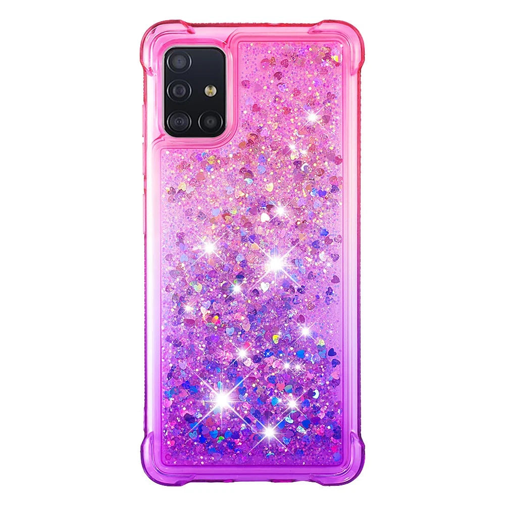 Gradient Glitter Powder Quicksand TPU Case Phone Shell for Samsung Galaxy A51 - Rose/Purple - 2
