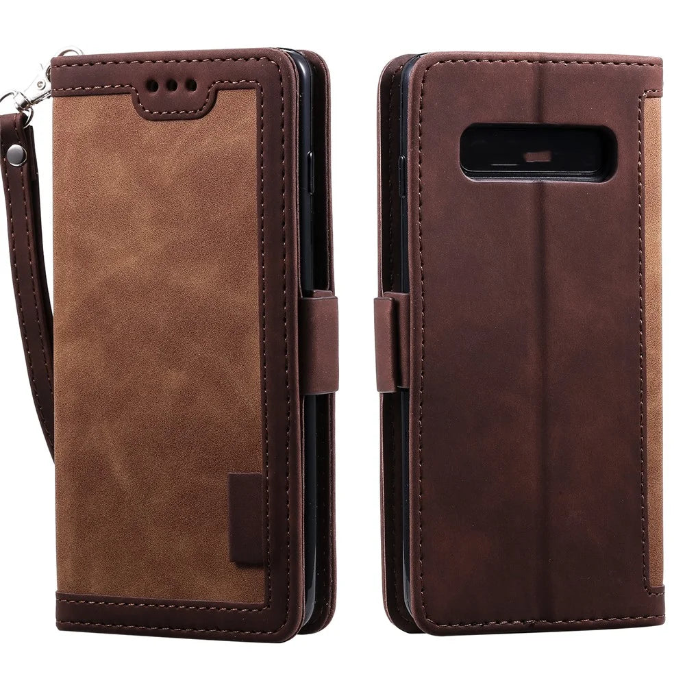 Retro Splicing Leather Shell for Samsung Galaxy S10e - Brown - 2