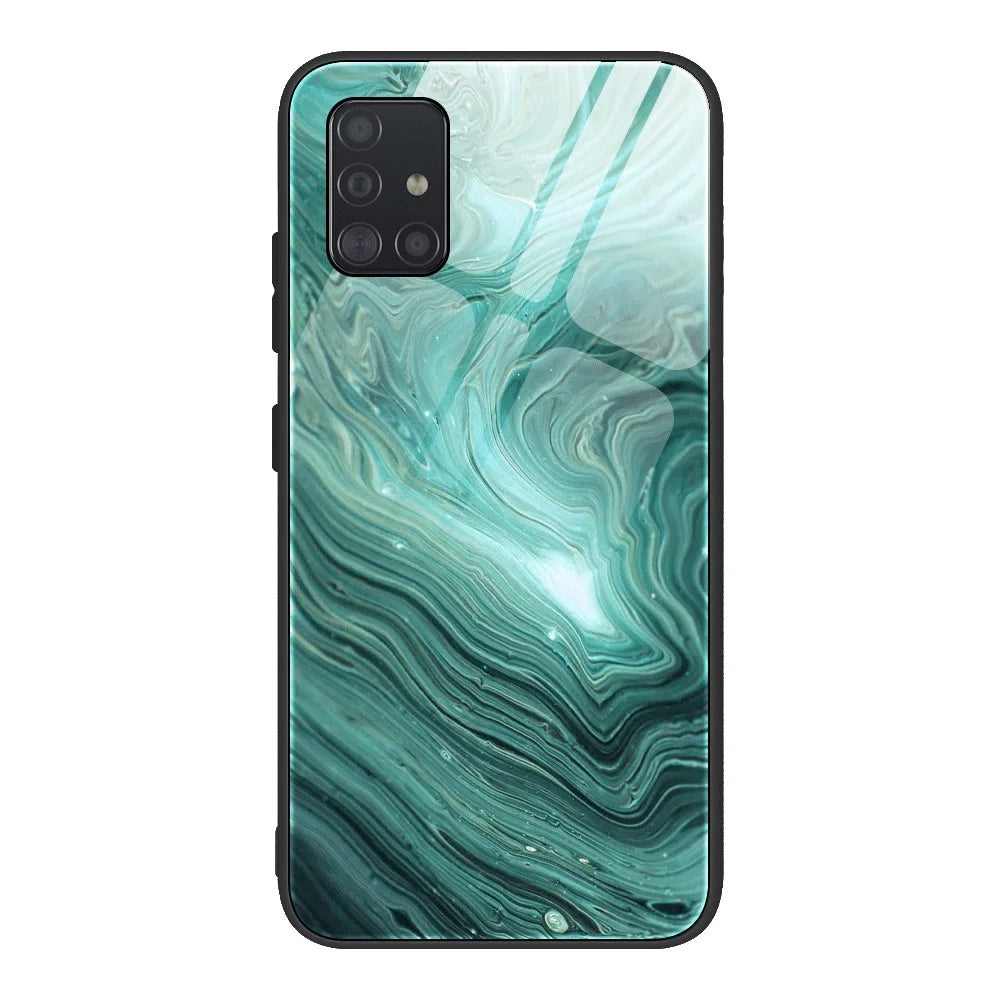 Protection Marble Texture Tempered Glass Back + TPU Combo Case for Samsung Galaxy A71 - Style B - 2