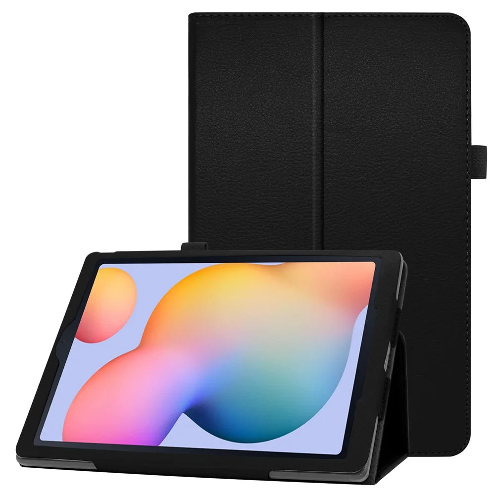 Litchi Texture Leather Tablet Case for Samsung Galaxy Tab S6 Lite (2020) / (2022) / (2024) , Slim Folding Stand Protective Cover - Black - 2