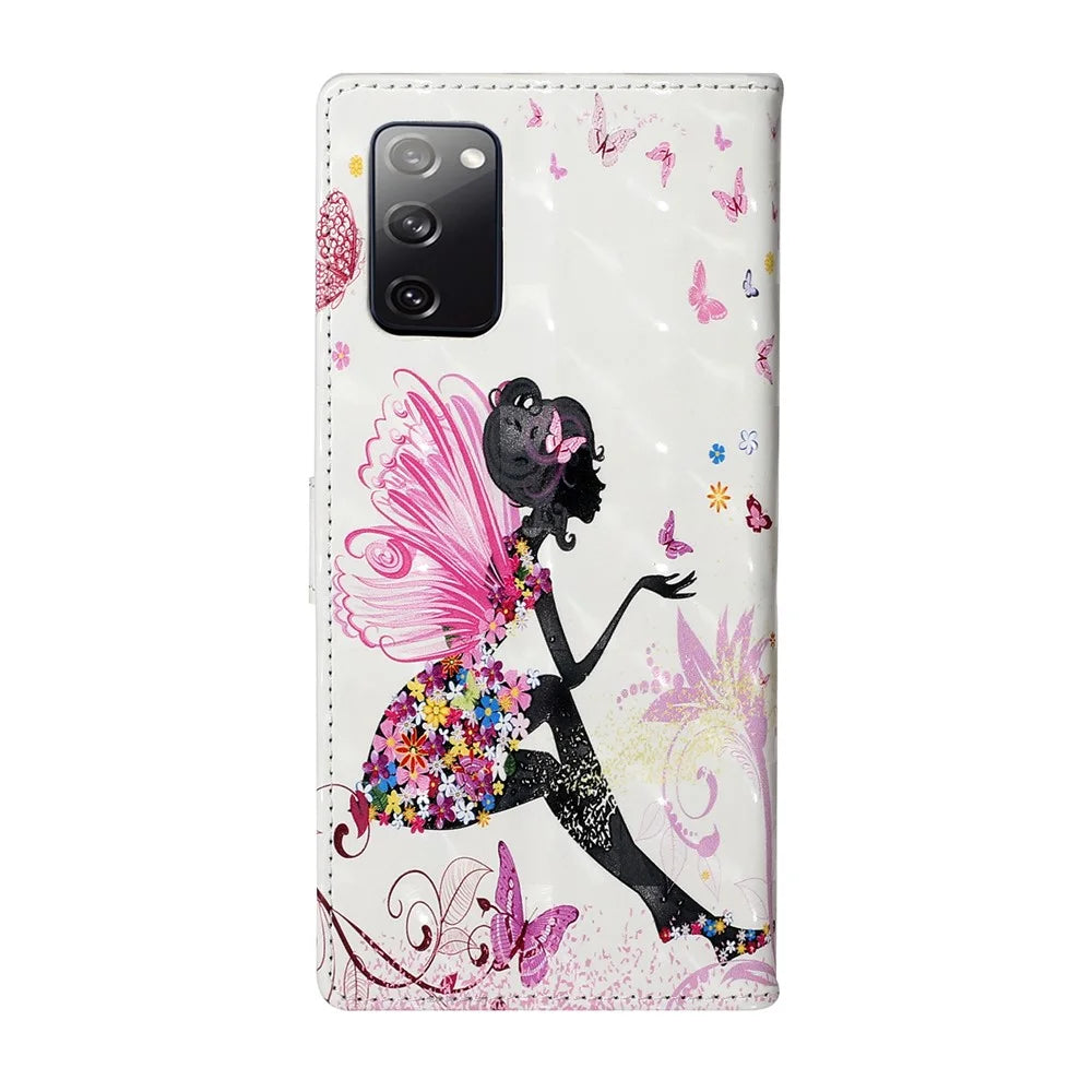 For Samsung Galaxy S20 FE 4G/5G/S20 Lite/S20 FE 2022 Light Spot Decor Pattern Printing Leather Case - Beauty Girl - 3
