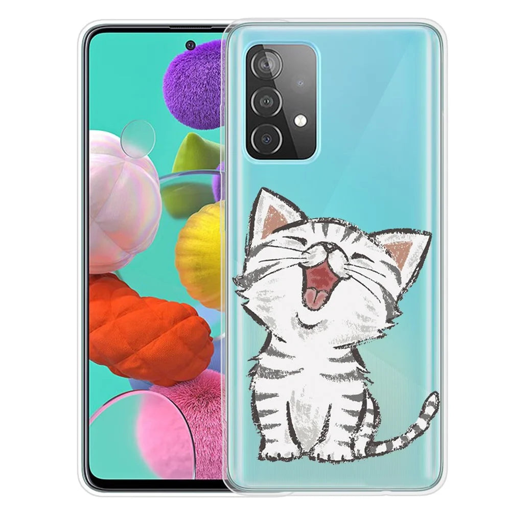 Pattern Printing Flexible TPU Phone Case for Samsung Galaxy A52 4G/5G / A52s 5G - Cat - 1
