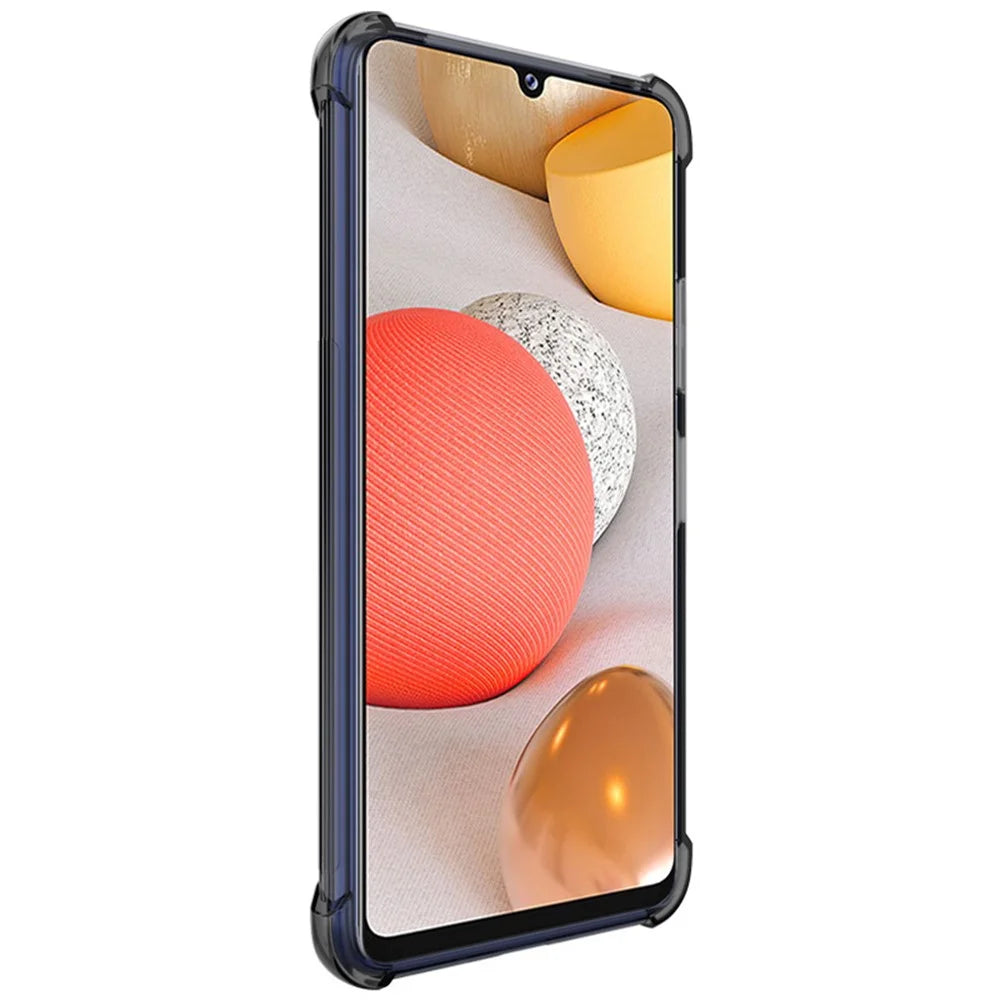 IMAK Shock-Absorbed Soft TPU Protection Case with Screen Protector Film for Samsung Galaxy A42 5G - Transparent Black - 4