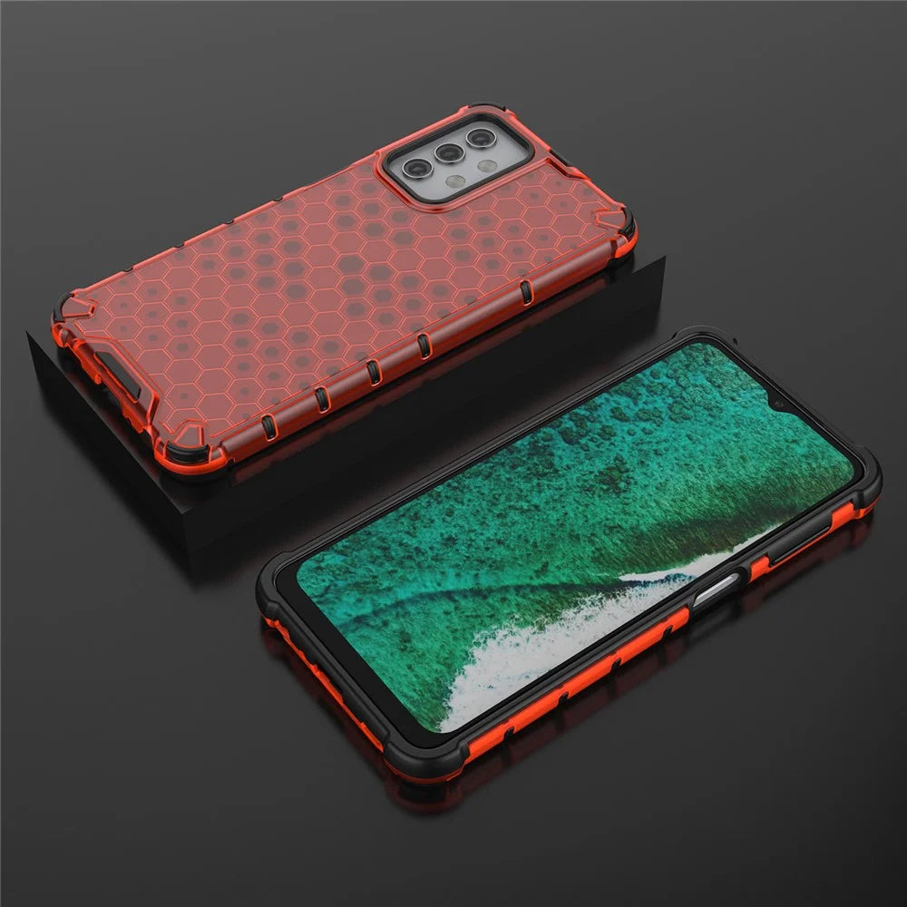 For Samsung Galaxy A32 5G Honeycomb Pattern Shock-proof TPU + PC Combo Case - Red - 3