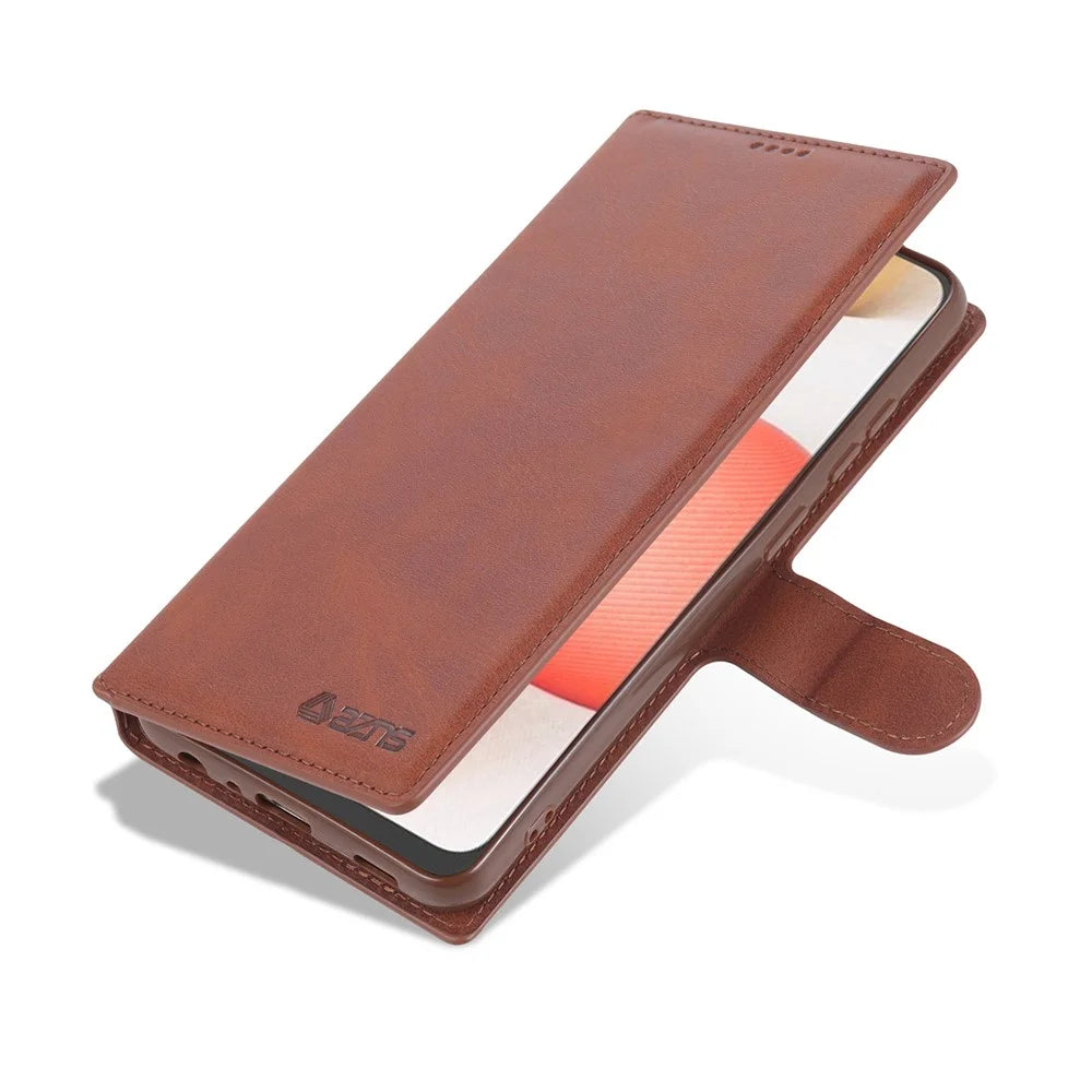 AZNS Wallet Leather Case for Samsung Galaxy A02s (164.2mm) Cover - Brown - 4