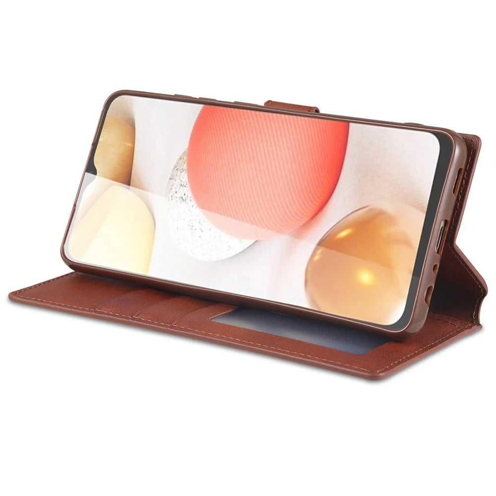 AZNS Wallet Leather Case for Samsung Galaxy A02s (164.2mm) Cover - Brown - 6