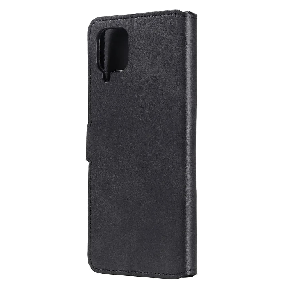 Classic Wallet Stand Flip Leather Phone Case for Samsung Galaxy A12 - Black - 3