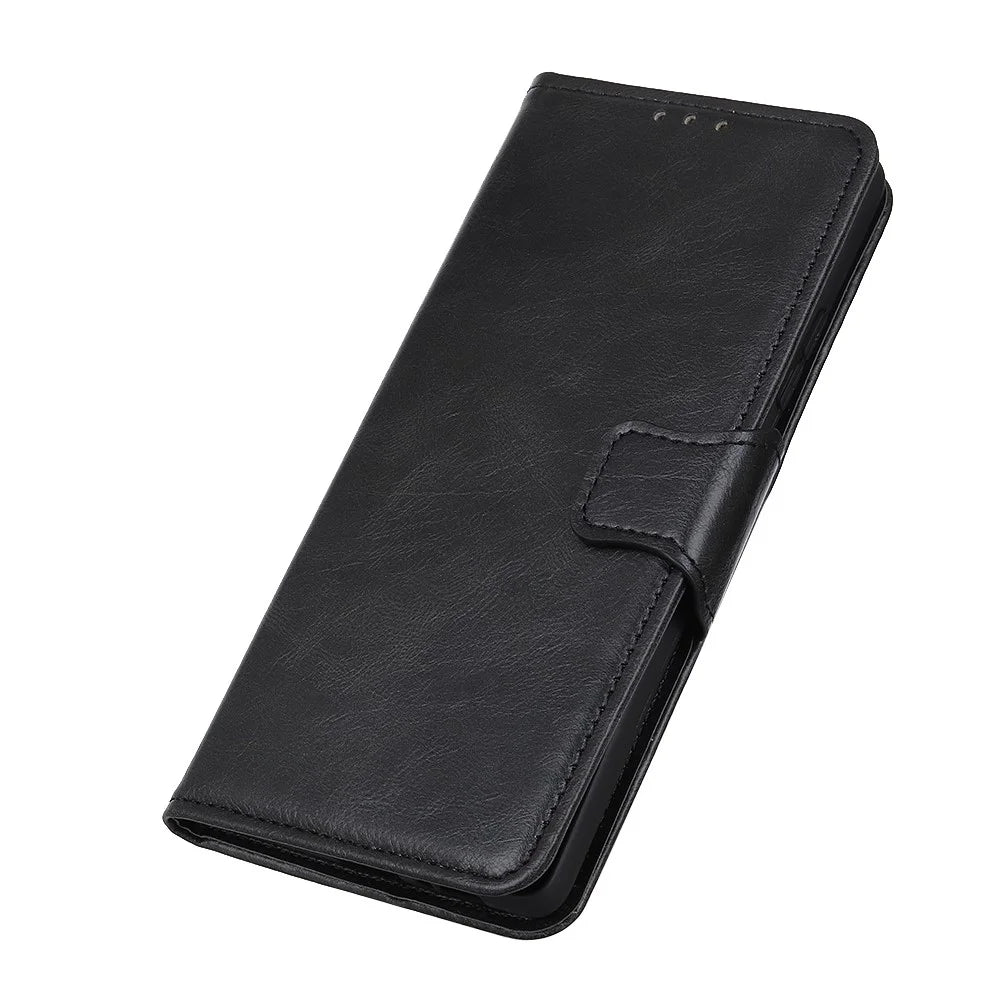 Folio Flip Wallet Design Crazy Horse Texture PU Leather Stand Protector Cover for Samsung Galaxy Xcover 5 - Black - 5