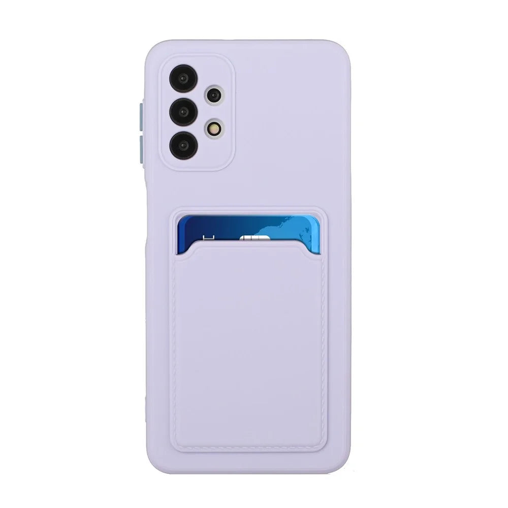 Drop-resistant Flexible TPU Phone Case with Card Holder Cover for Samsung Galaxy A72 4G/5G - Purple - 2