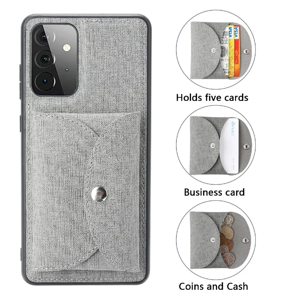 VILI T Series Magnetic-Absorption Wallet Shockproof Leather Cell Phone Case Shell for Samsung Galaxy A72 4G/5G - Grey - 3