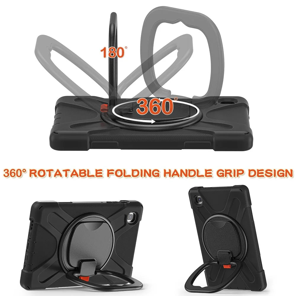 PC + Silicone Combo Hybrid Case with 360 Degree Rotary Kickstand for Samsung Galaxy Tab A7 Lite 8.7-inch - Black/Black - 3