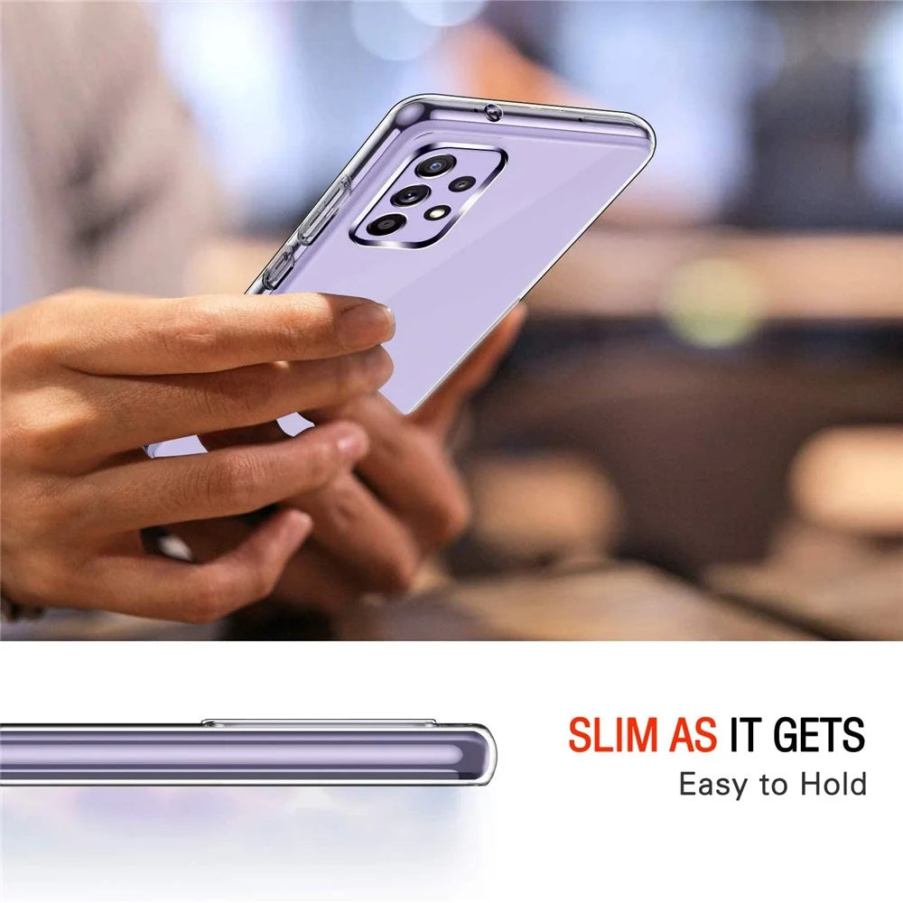 For Samsung Galaxy A52 4G / 5G / A52s 5G Slim Shockproof TPU Bumper Clear Cover with Tempered Glass Screen Protector - 4