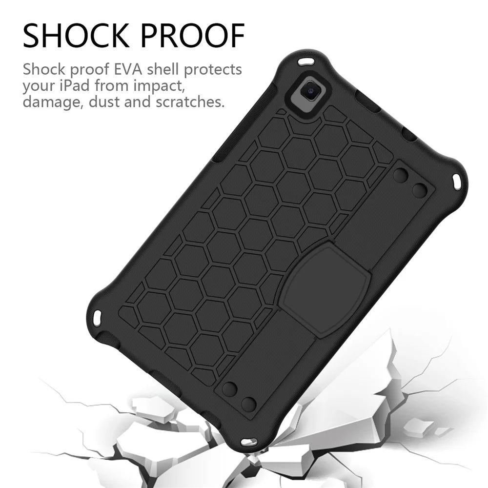 Honeycomb Design EVA Material Four Corner Anti Falling Flat Protective Kickstand Shell for Samsung Galaxy Tab A7 Lite 8.7-inch SM-T220 (Wi-Fi) / SM-T225 - Black - 3