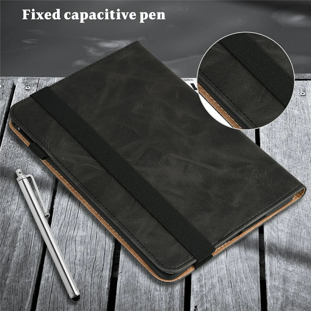 Drop-Proof Stitching Line Design Leather Tablet Stand Cover with Card Holder for Samsung Galaxy Tab A7 10.4 (2022) / (2020) - Black - 6