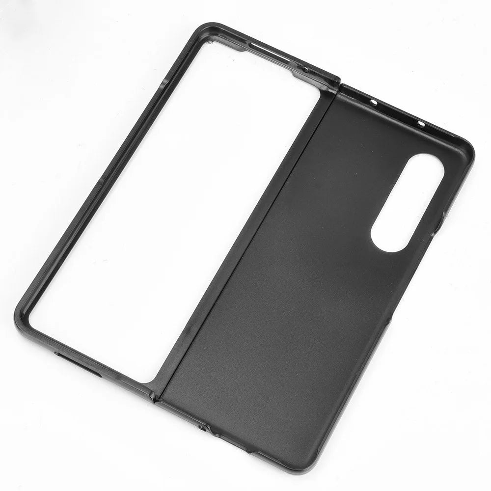 Ultra Slim Litchi Texture PU Leather Coated PC Shockproof Phone Cover for Samsung Galaxy Z Fold3 5G - Black - 4