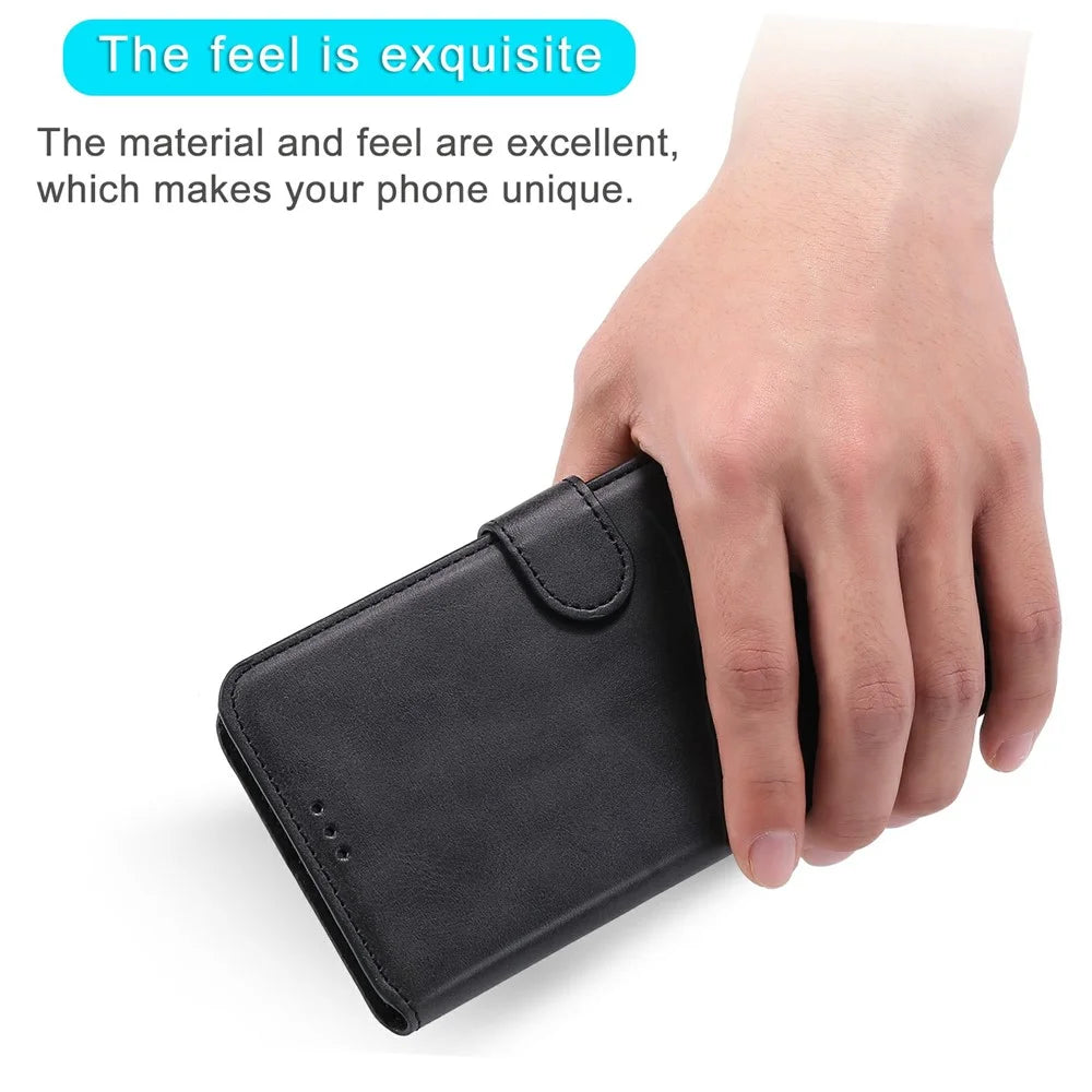 Classic Style Book-Style Flip Wallet Stand Design Leather Phone Case for Samsung Galaxy M32 (Global Version) - Black - 4