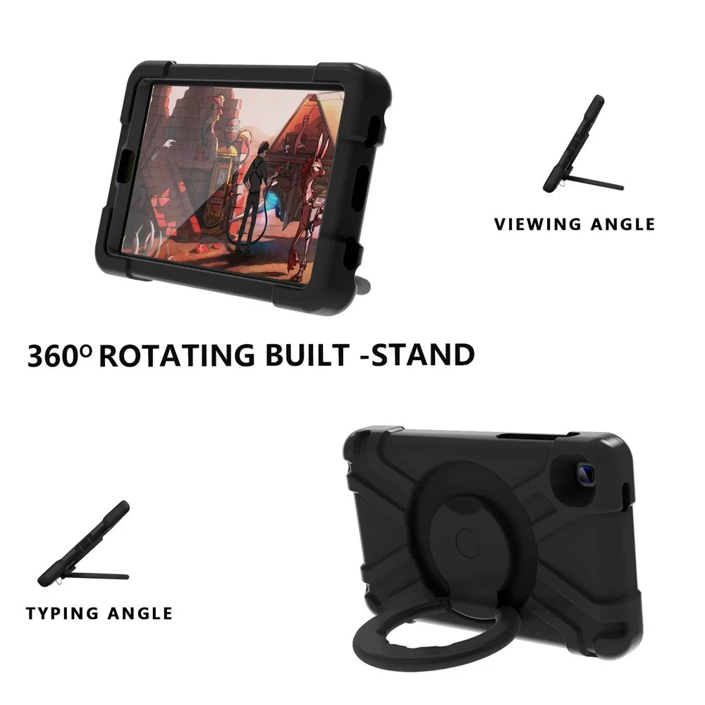 360° Swivel Kickstand Protective Hybrid Case Tablet Cover for Samsung Galaxy Tab A7 Lite 8.7-inch - All Black - 2