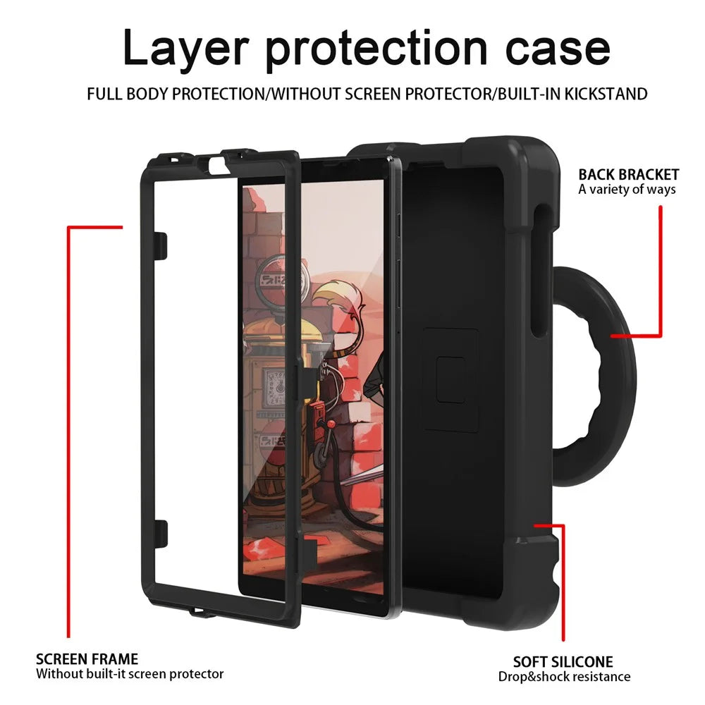 360° Swivel Kickstand Protective Hybrid Case Tablet Cover for Samsung Galaxy Tab A7 Lite 8.7-inch - All Black - 3