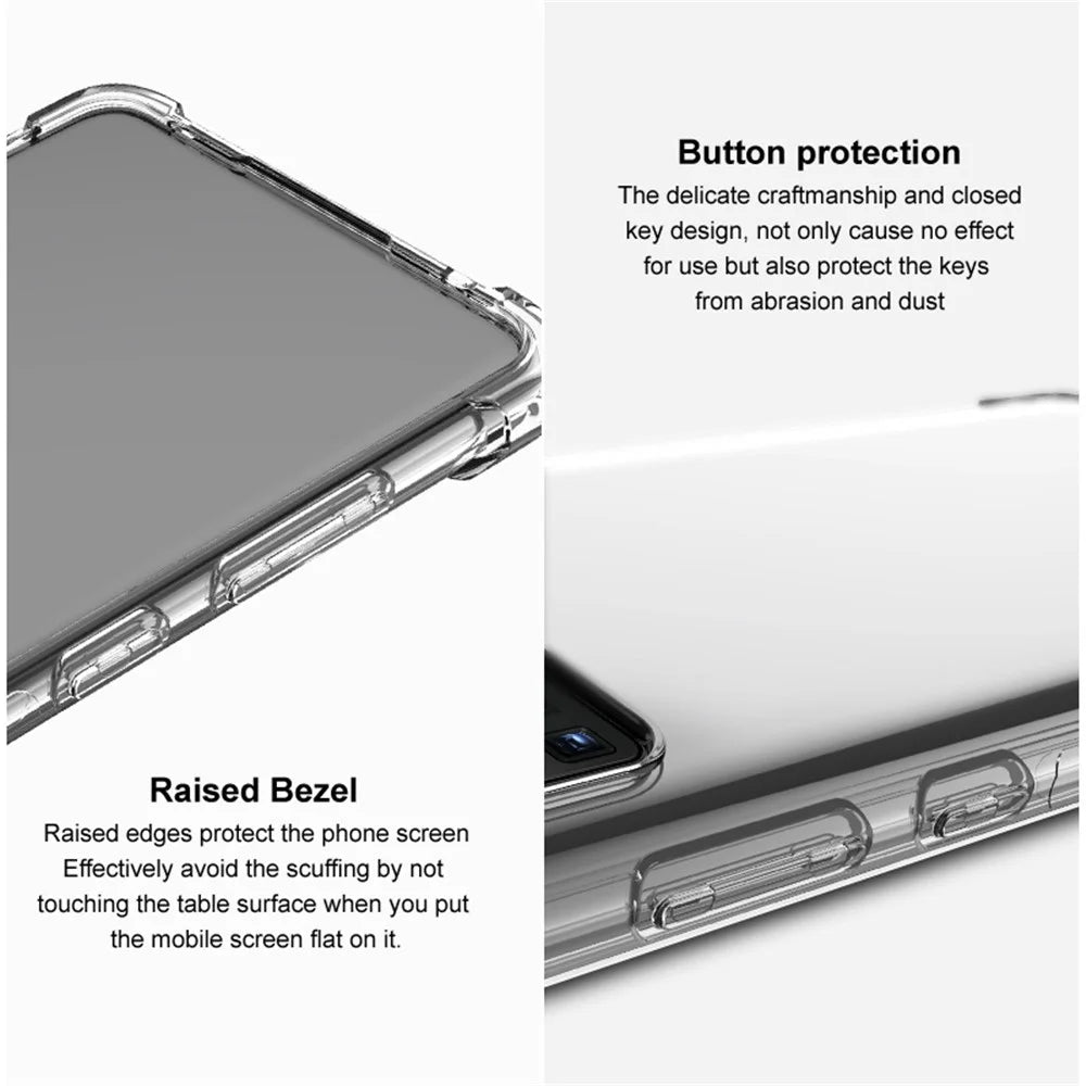 IMAK Transparent Reinforced Corners Soft TPU Cushion Ultra-Thin Slim Cover with Screen Protector for Samsung Galaxy A22 4G (EU Version) - Transparent Black - 6