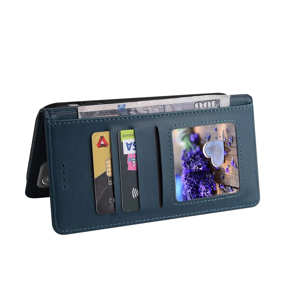GQ.UTROBE 009 Series Multi-function Card Slot Phone Cover Leather Wallet Phone Case with Stand for Samsung Galaxy A52 5G / A52 4G / A52s 5G - Blue - 6