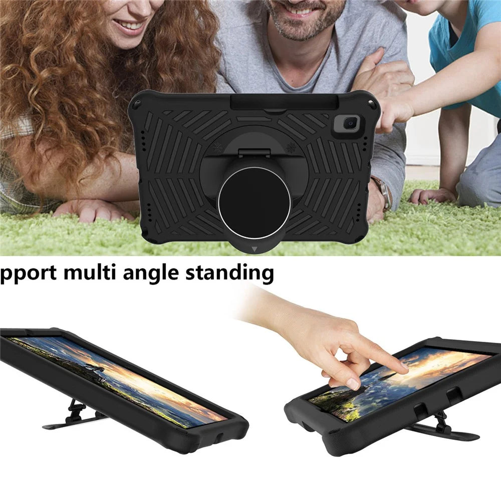 Spider Web Texture EVA Tablet Cover Case with Kickstand Shoulder Strap for Samsung Galaxy Tab S5e 10.5 (2019) SM-T720/T725 - Black - 5