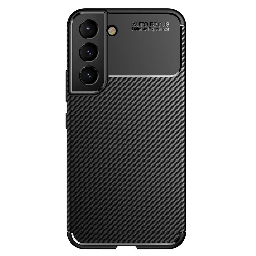 Carbon Fiber Soft TPU Anti-Scratch Protective Phone Case for Samsung Galaxy S22 5G - Black - 2