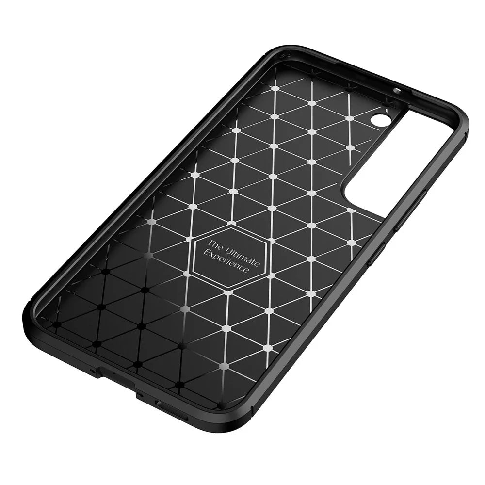 Carbon Fiber Soft TPU Anti-Scratch Protective Phone Case for Samsung Galaxy S22 5G - Black - 5