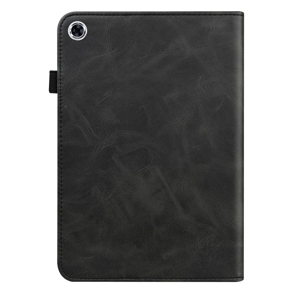 For Samsung Galaxy Tab A8 10.5 (2021) PU Leather Case Multi-Angle Viewing Folio Stand Cover with Card Slots and Elastic Band - Black - 3