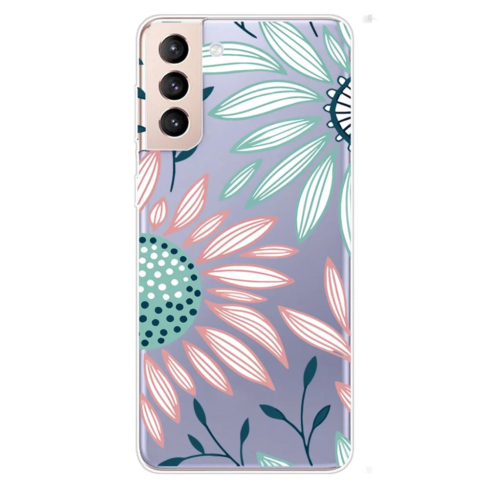 IMD Pattern Printing Soft Flexible TPU Shockproof Protective Phone Case for Samsung Galaxy S22 5G - Sunflower - 1