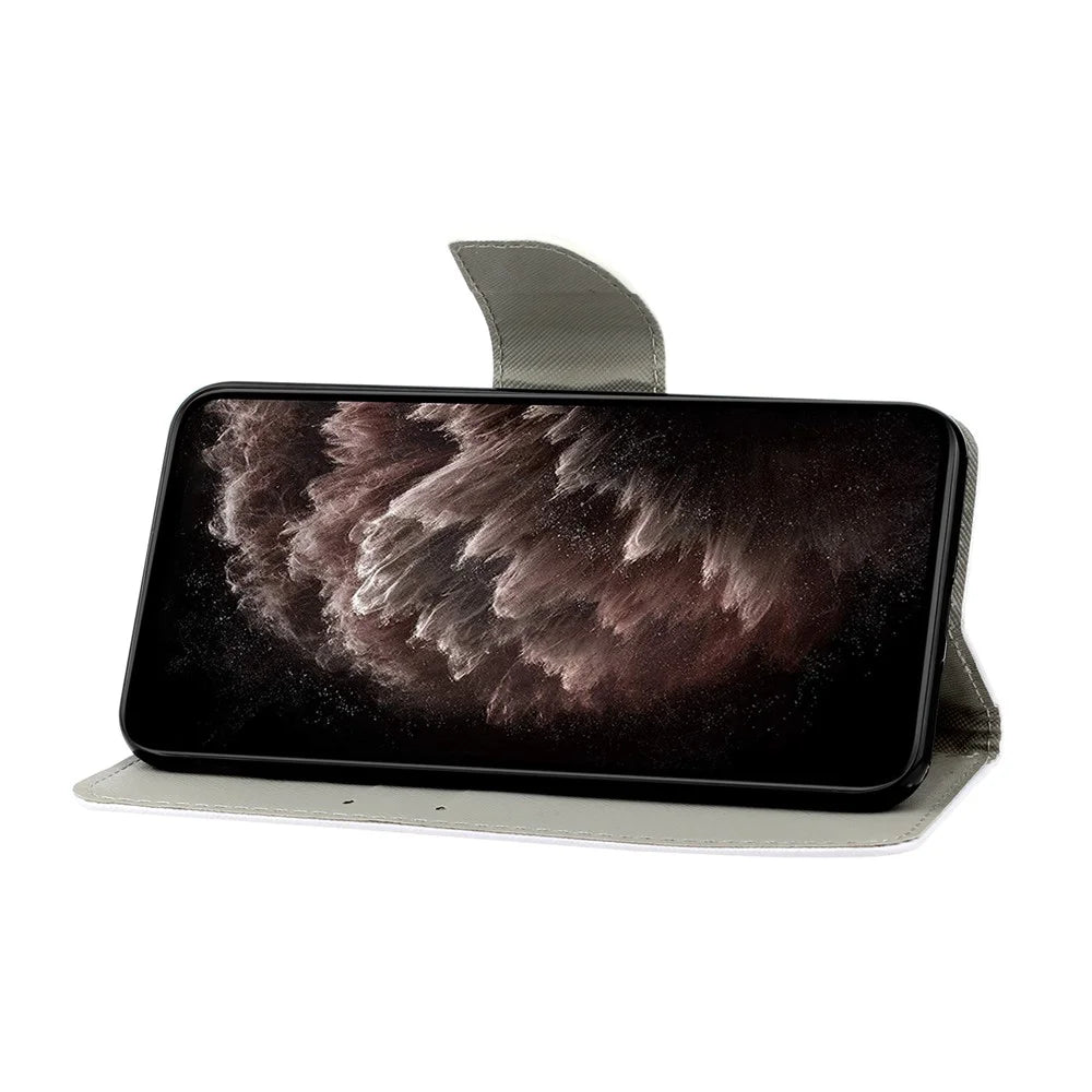 Pattern Printing Stand Wallet Design All-inclusive Protection PU Leather Phone Cover Shell for Samsung Galaxy S22 Ultra 5G - Shimmering Butterfly - 4