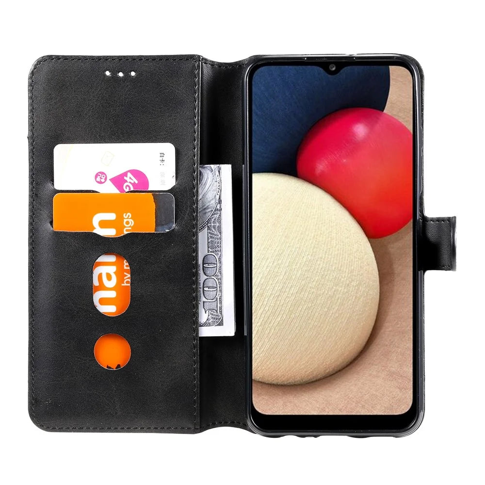 PU Leather Wallet Stand Folio Flip Protective Phone Cover for Samsung Galaxy A03s (164.2mm) - Black - 4