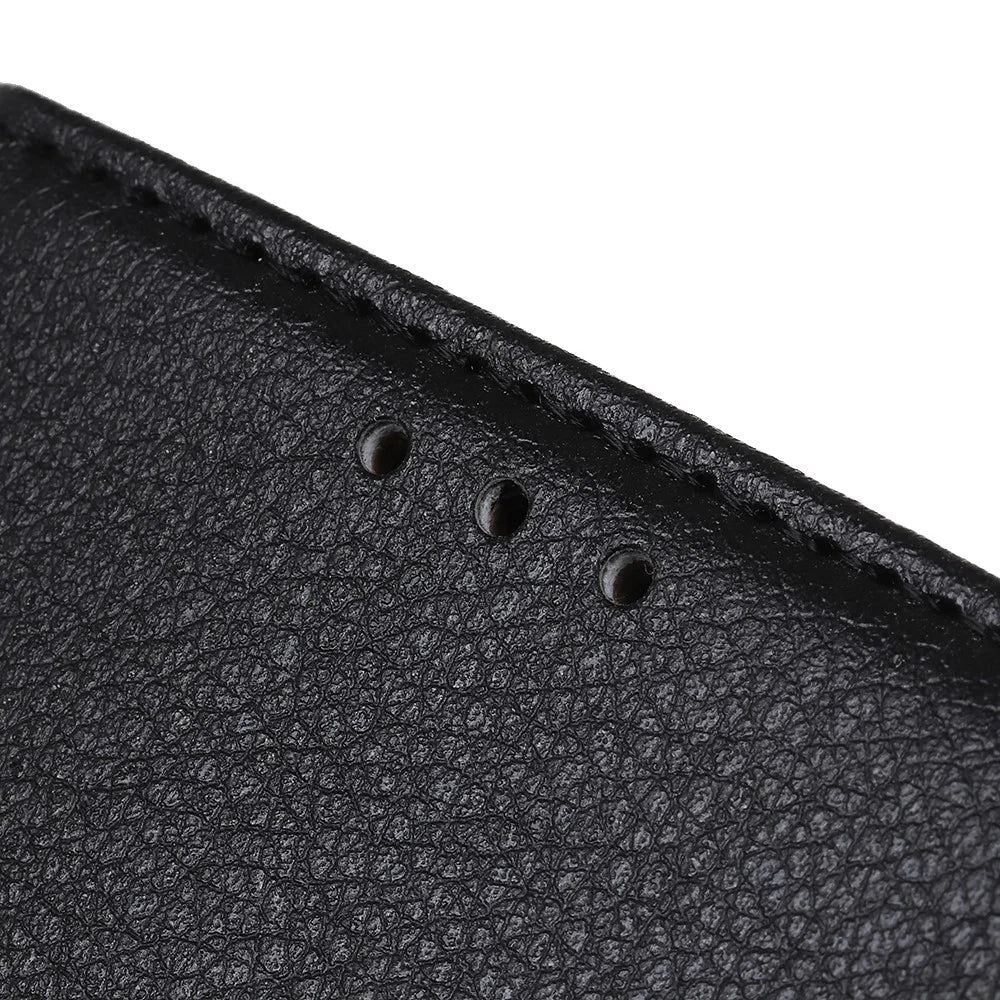 For Samsung Galaxy A13 4G Wallet Phone Case Full Protection Litchi Texture Magnetic Auto-absorbed PU Leather + TPU Stand Cover - Black - 7